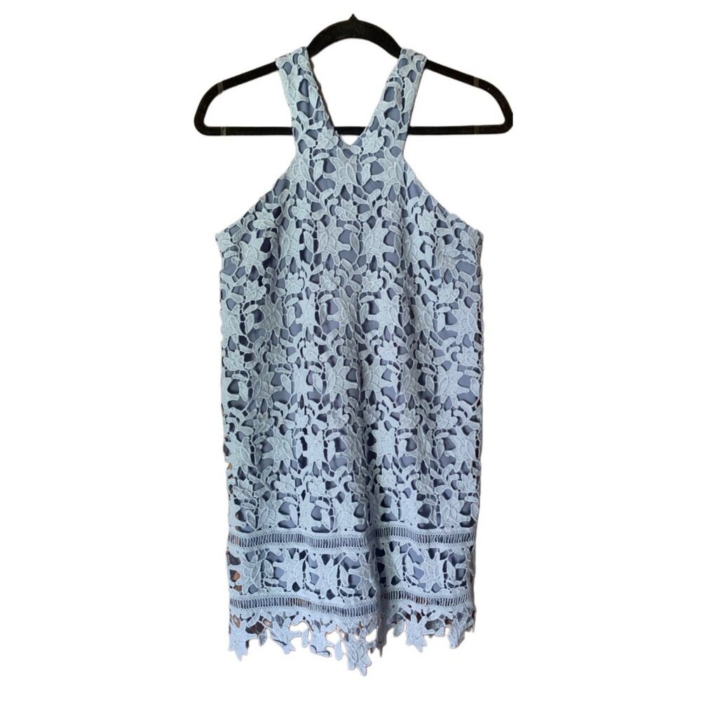 GB Gianni Bini Mini Sleeveless Dress Crochet Blue Summer